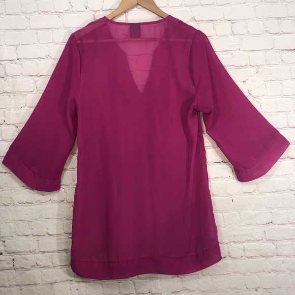 Catalina Swim Cover Up Sheer Embellished ‎ Top - Picture 4 of 4